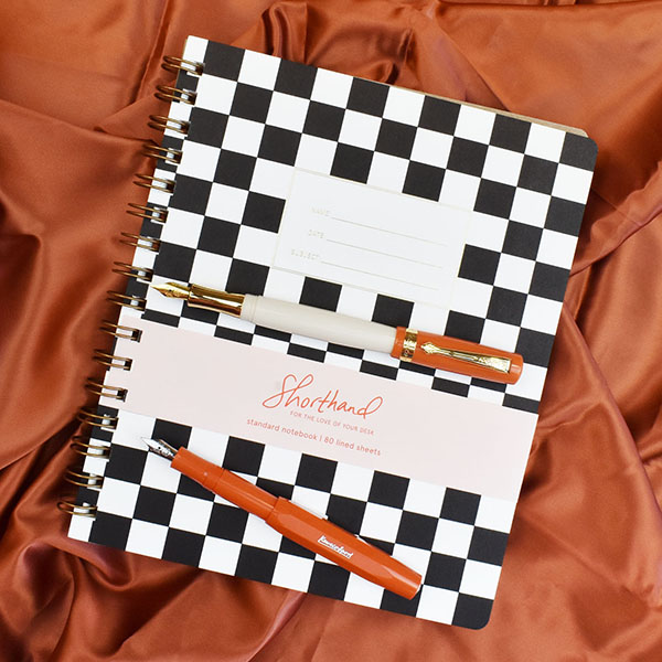 Shorthand Lined Notebook, Checker Black